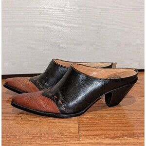 Charlie 1 Horse Lucchese Pointed Slip On Mules Leather Western Cowgirl Size 9B